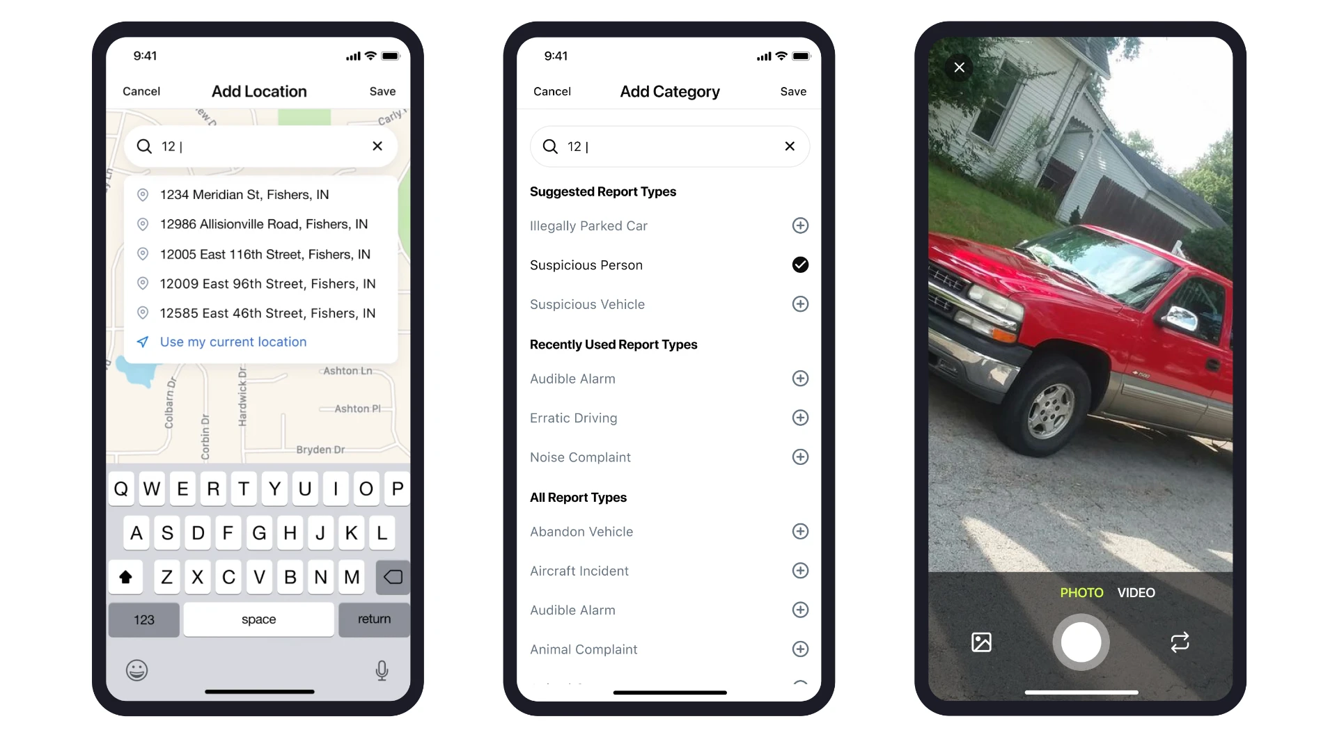 Relay add location search, add category picker, and in-app camera