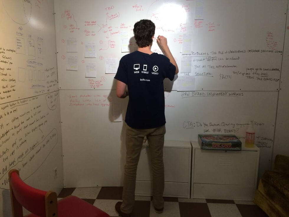 Matthew designed this sweet whiteboard room